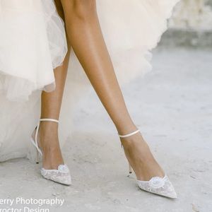 Bella Belle Bridal Heels Norah Ivory Flower Shoes With Sequined Petals